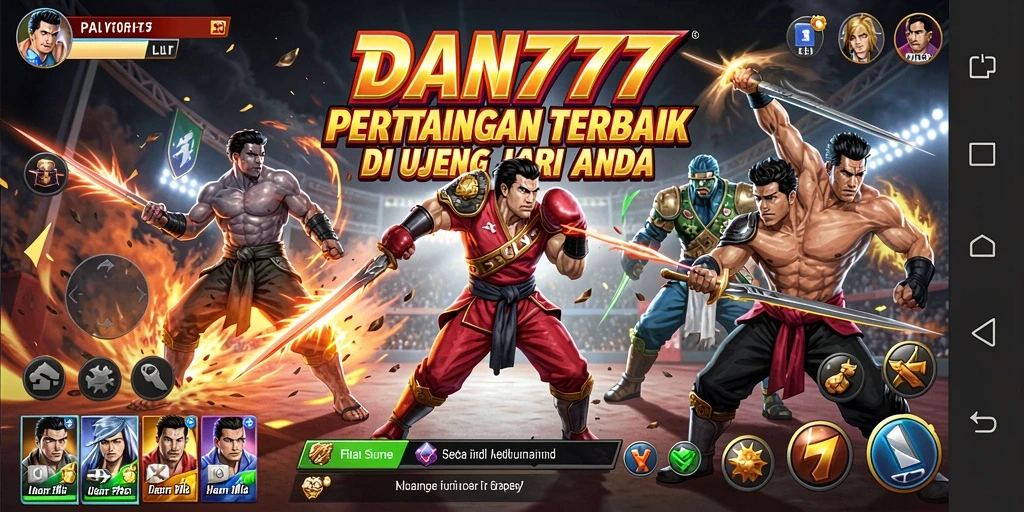 Screenshot gameplay <strong>DAN777</strong> menampilkan pertarungan seru antar karakter.