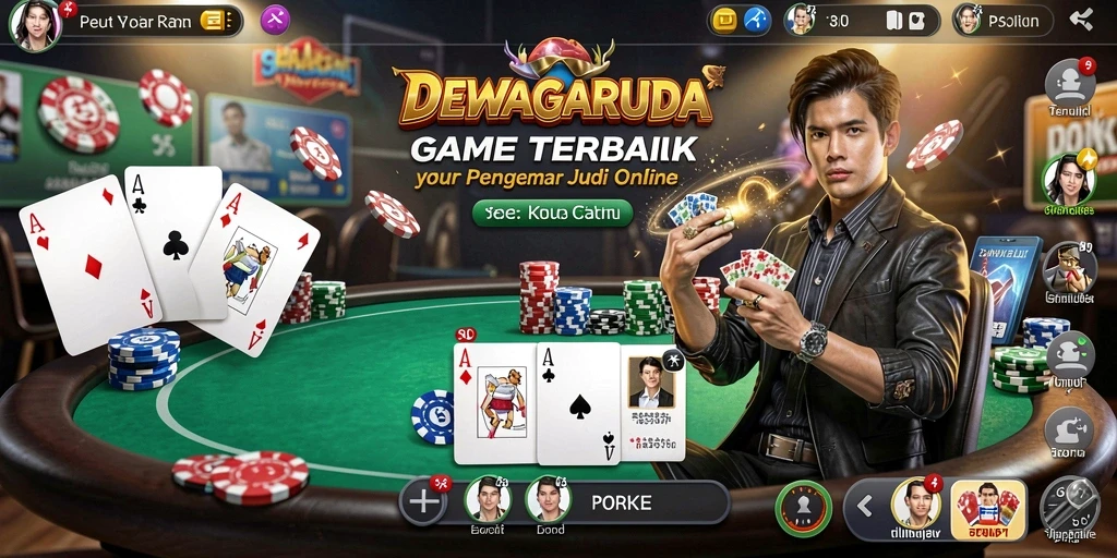 Screenshot gameplay DEWAGARUDA yang menampilkan aksi seru permainan Poker.