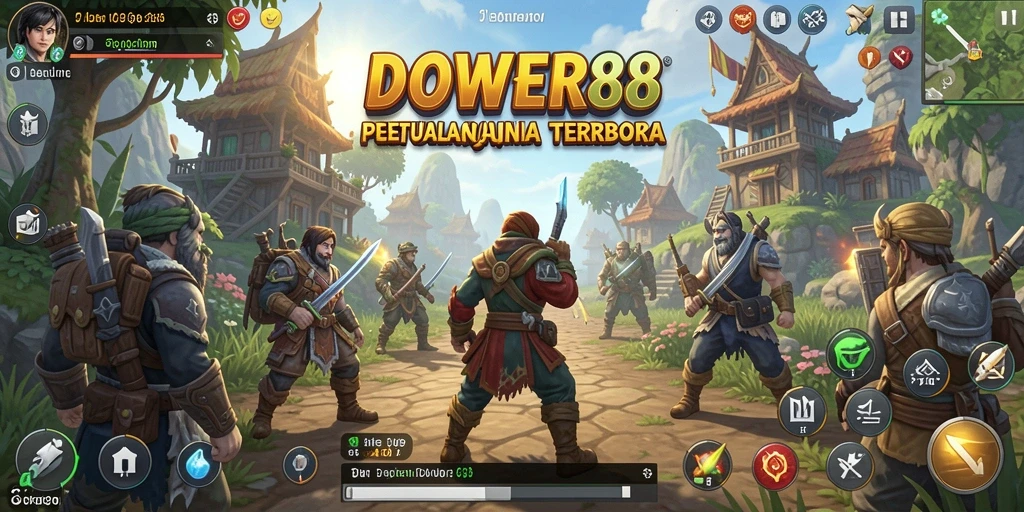 Tangkapan layar DOWER88 menampilkan eksplorasi dunia terbuka yang menakjubkan.