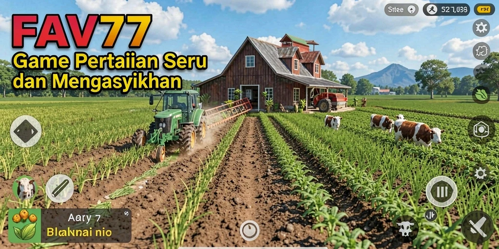 Screenshot gameplay FAV77 menunjukkan aktivitas pertanian yang seru.