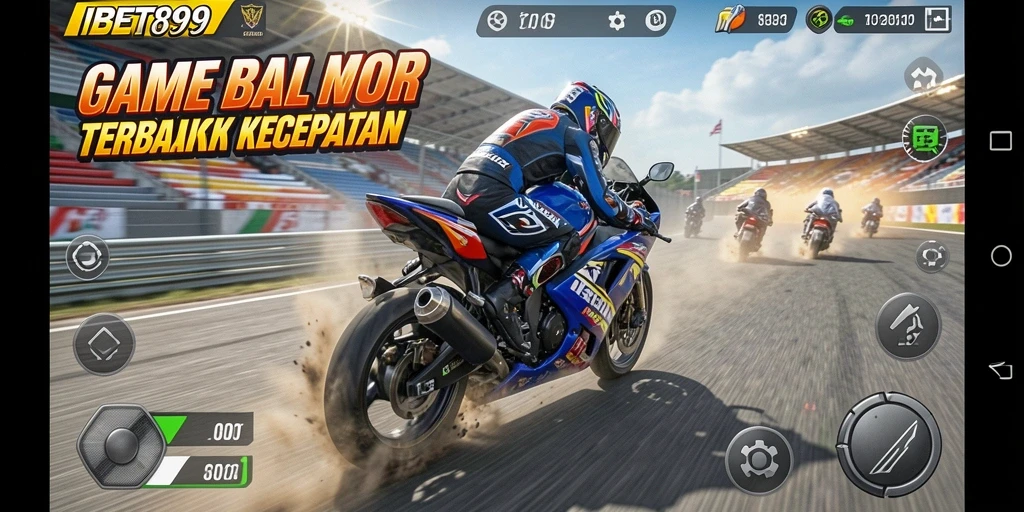 Screenshot gameplay balapan motor yang menegangkan di IBET899.