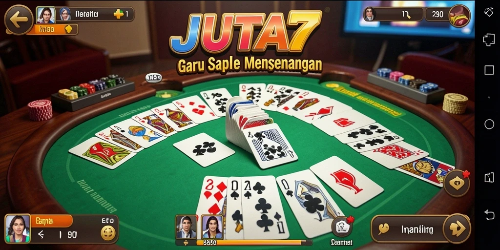 Screenshot JUTA7 menampilkan gameplay Gaple yang seru.