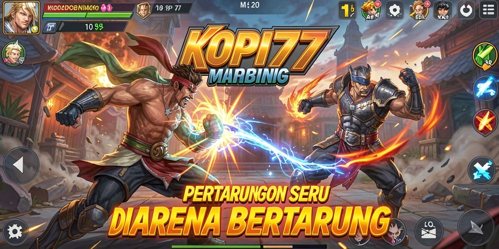 Gameplay KOPI77 menampilkan aksi pertarungan yang seru dan dinamis.