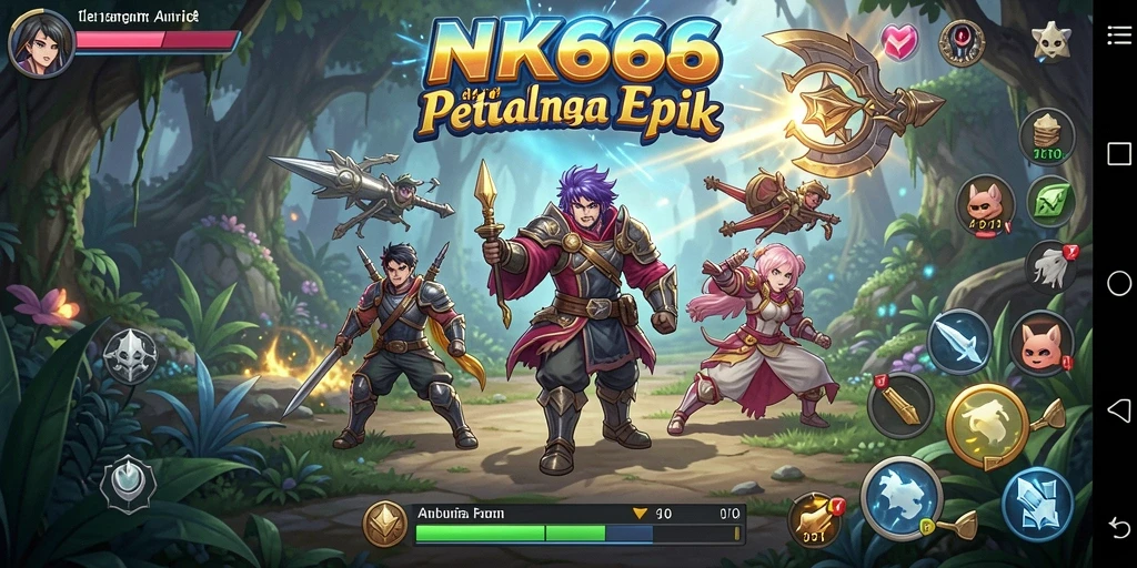 Tangkapan layar NK666 menunjukkan aksi gameplay penuh warna dan karakter menarik.