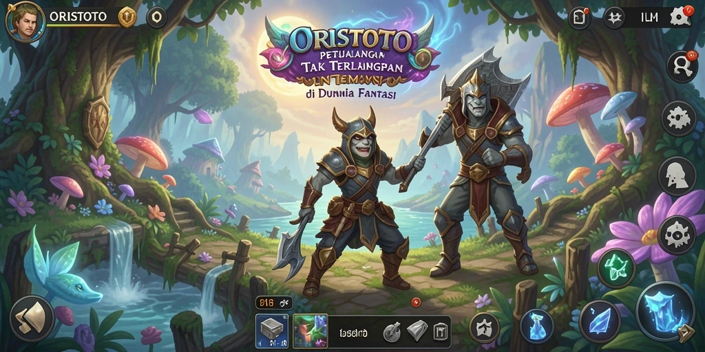 Tampilan gameplay ORISTOTO yang epik dan penuh warna.