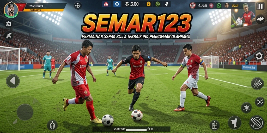 Screenshot SEMAR123 menampilkan aksi mendebarkan di lapangan sepak bola.