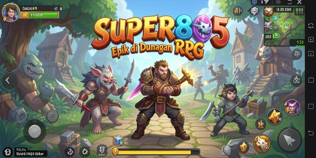 Tampilan gameplay SUPER805 yang penuh aksi dan petualangan RPG.