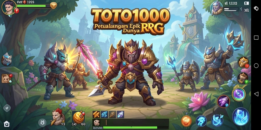 Screenshot TOTO1000 menunjukkan aksi pertempuran seru dalam RPG.
