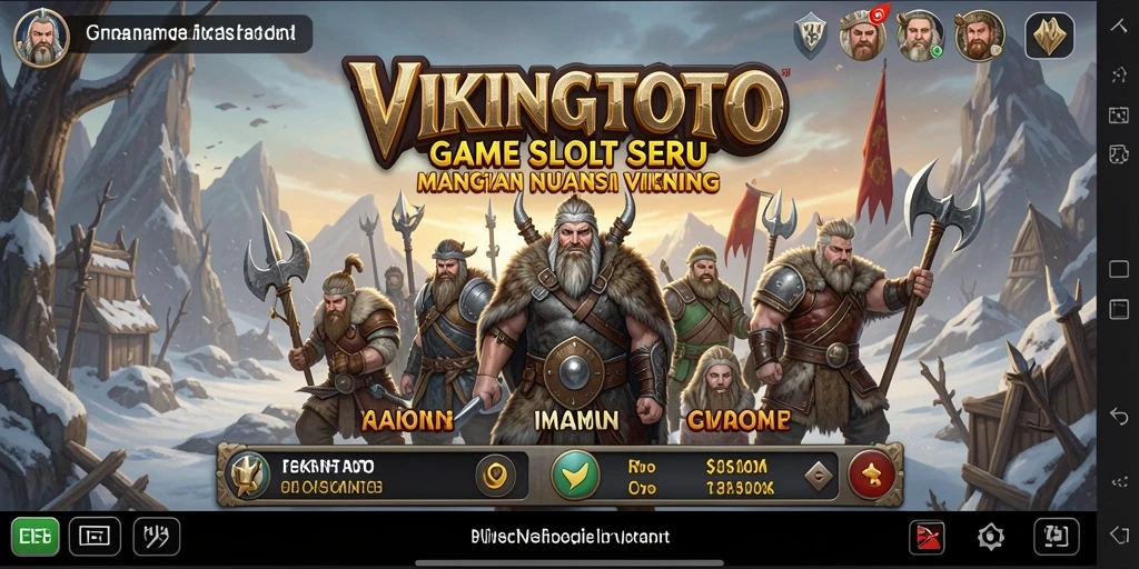 Tampilan gameplay VIKINGTOTO dengan gulungan yang penuh warna dan simbol Viking.