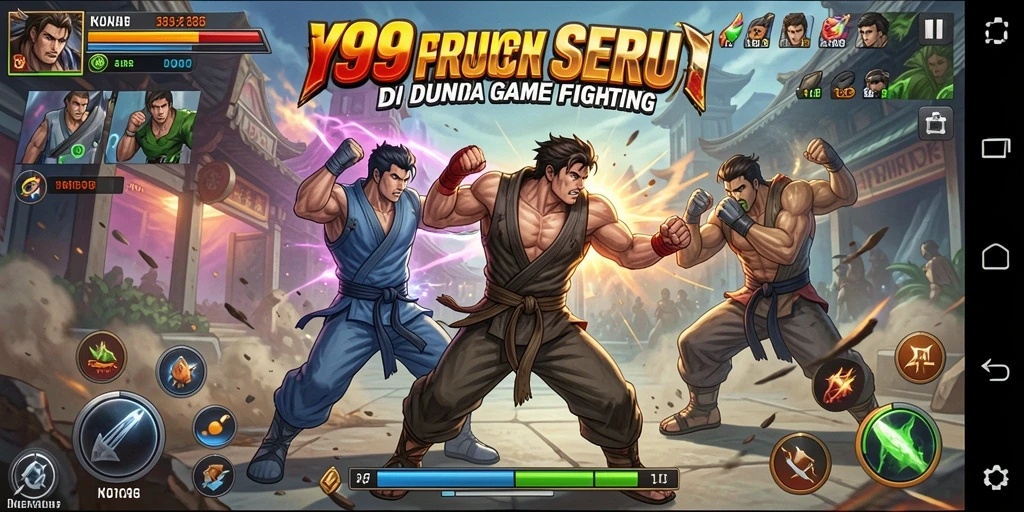 Tampilan dinamis pertarungan karakter dalam Y89 yang menggugah semangat.